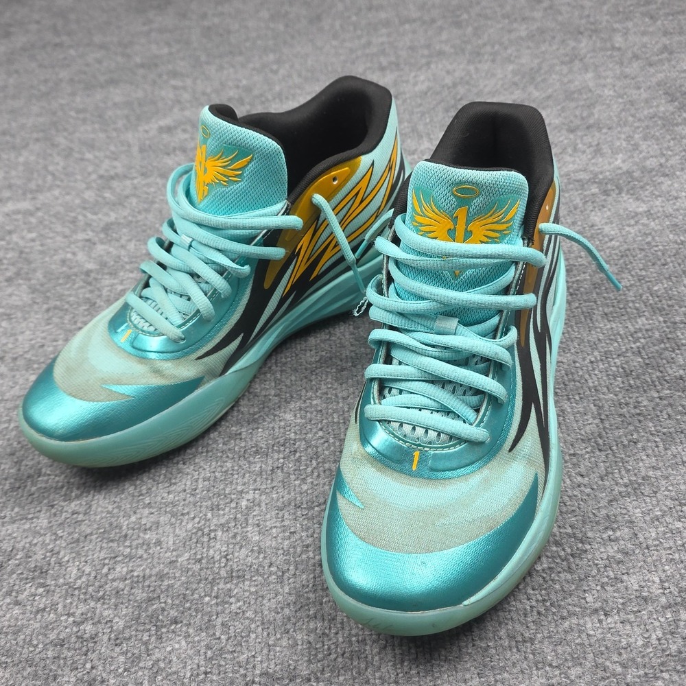 PUMA MB.02 Honeycomb LaMelo Ball Sneakers 11.5 Aqua Yellow Basketball Shoe